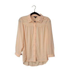 American Eagle Peach Long Sleeve Button Down Top Large style western